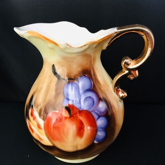 Vintage Hand Painted Grape Banana Apple Pitcher - Picture 2 of 8
